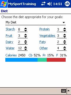 Figure 5: The My Diet option allows you to specify the servings for each food group. 2.3 Entering Meals To enter a meal, choose New > Meal.