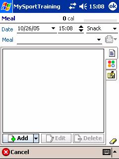 Select these tab to enter specific food items for the meal., enter additional servings, or a note. Use this button to clear all listed entries.