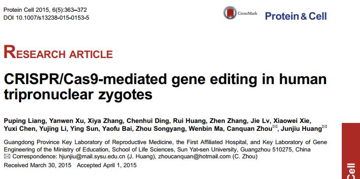 Junjiu Huang Sun Yat-sen University in Guangzhou Repair HBB/B-globin (B-thalassemia gene) in non-viable,