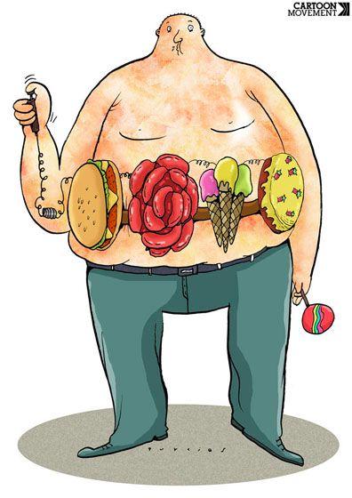 Conditions linked with Overnutrition - OBESITY Causes of Obesity: Hormones: For a few people, Obesity may be due to defective hormone production in their thyroid, pituitary or sex glands or