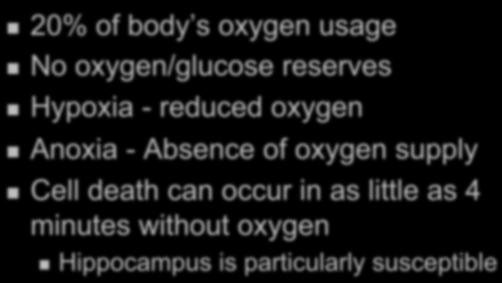 Anoxia - Absence of oxygen supply