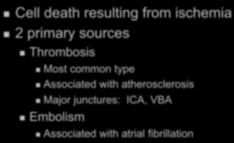 Infarction Cell death resulting