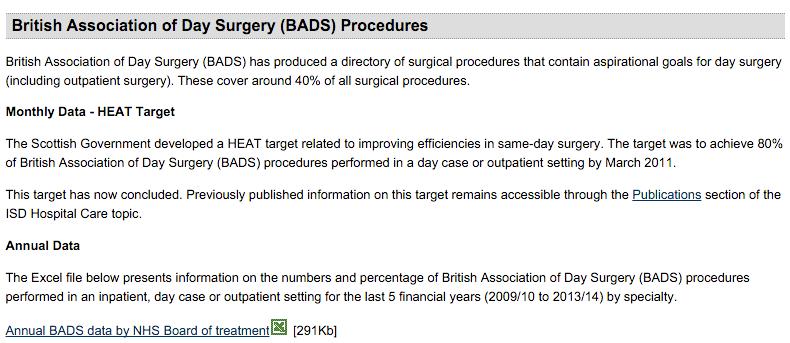 . Again, only stratified to speciality and health board but not individual procedure.