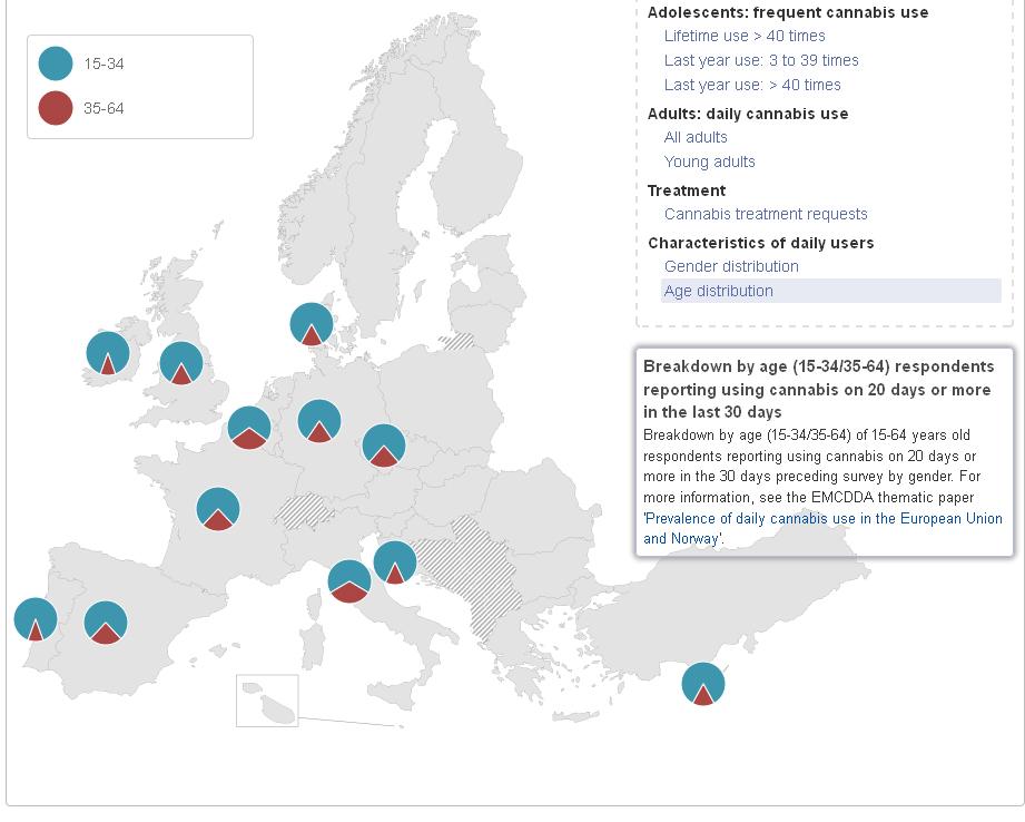 I Interactive element: map Interactive map: regular and frequent cannabis users available on the EMCDDA website: emcdda.europa.