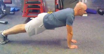 Close-grip Pushup Keep the abs braced and body in a straight line from toes/knees to