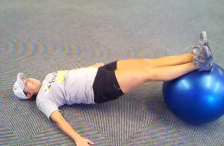 Phase I Workout B Stability Ball Leg Curl Lie on your back with the soles of your feet on a medium-sized