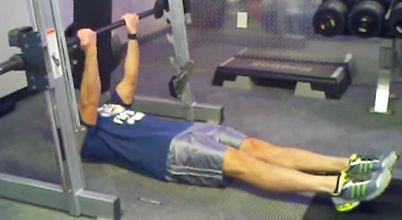 Phase II Workout A Inverted Row Set a bar at hip height in the smith machine or squat