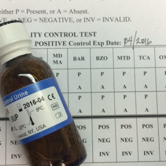 Drug Screen External Quality Control Test Record.