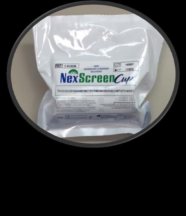 Equipment for Testing NexScreen Cup Store as packaged in the sealed pouch at 18-30 C.