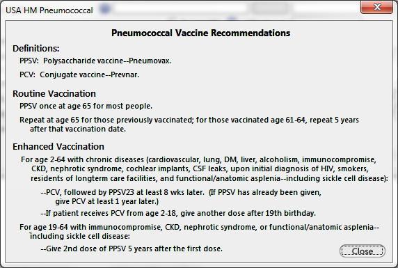 Here is the pneumonia vaccine info popup.