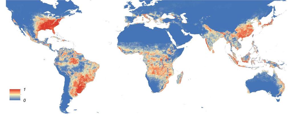 Aedes albopictus Predicted Geographic Range Probabilty map of Aedes albopictus courtesy of Kraemer M. et al.