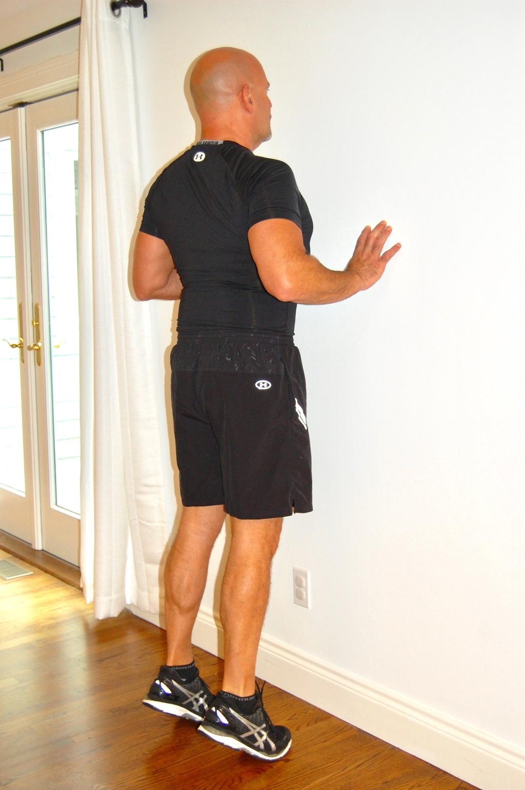 Standing Heel Lift This exercise strengthens the muscles in the back of your lower leg stops falls Stand facing wall with good posture Put your hands up on a wall Lift heels as high as can to ceiling