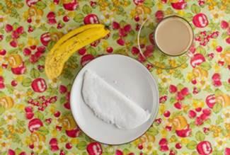 dishes Breakfast Milk, couscous, egg, banana Man,