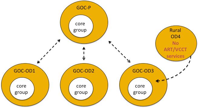 Figure 4: GOC provincial & OD GOC membership: Membership is flexible depending of OD configuration and the partners involved along the HIV care cascade.
