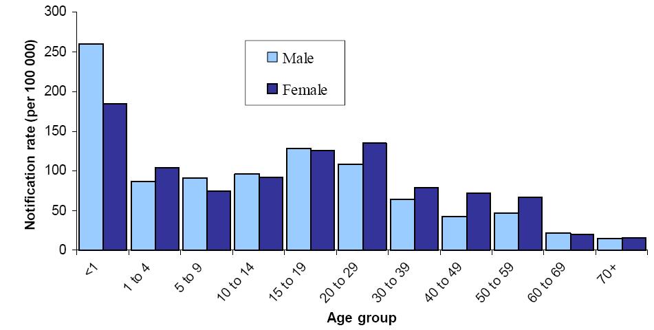 Figure 12: Influenza hospital admission rate by age group 2009 Source: ESR (2010a), p 8 Figure 12 compares the hospitalisation rates in 2009 by age group.