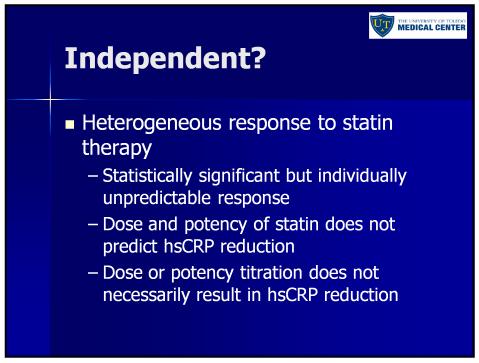 function  Heterogeneous response to statin therapy Statistically significant but individually
