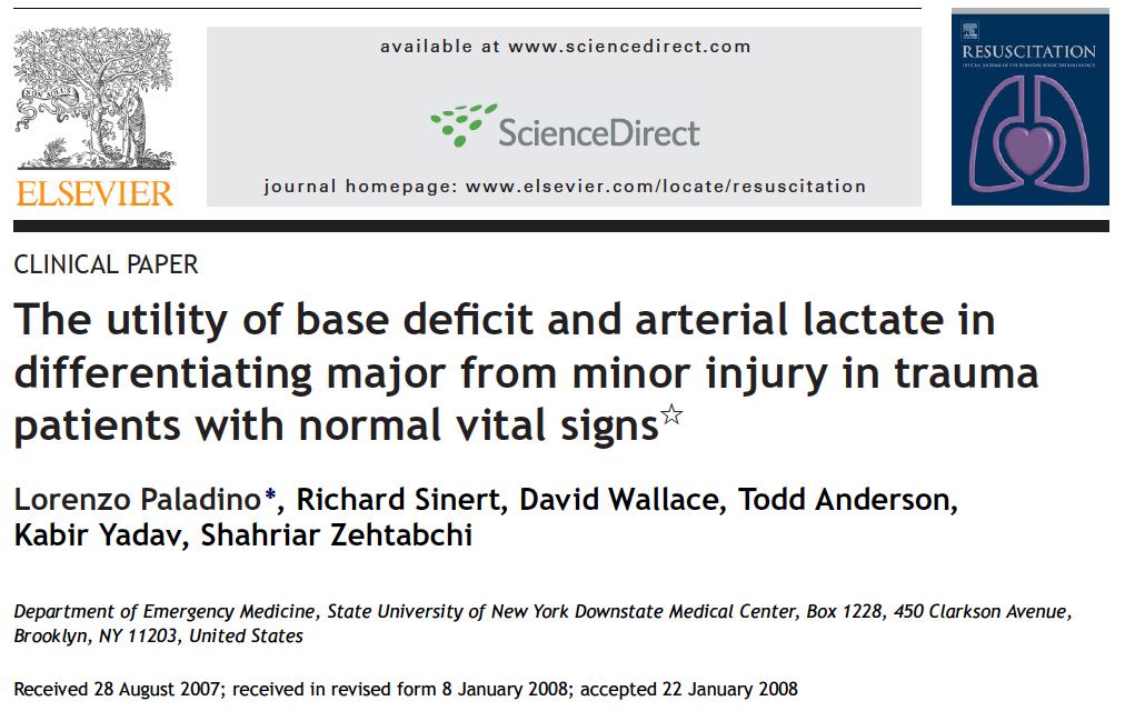 The addition of BD and lactate to triage vital signs