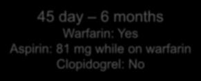 Yes 6 months 5 years Warfarin: No Aspirin 325 mg* Clopidogrel: No 45