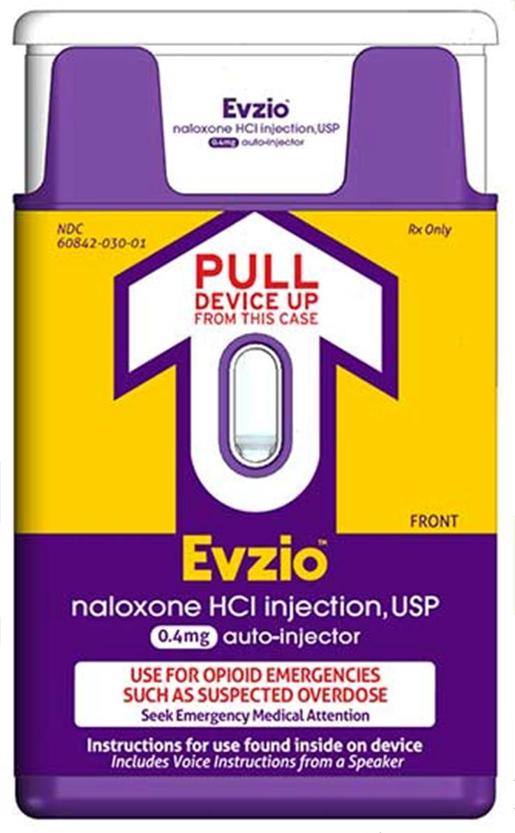 Naloxone auto-injector Designed to be used by people who do not have medical training Includes verbal instructions to guide its use