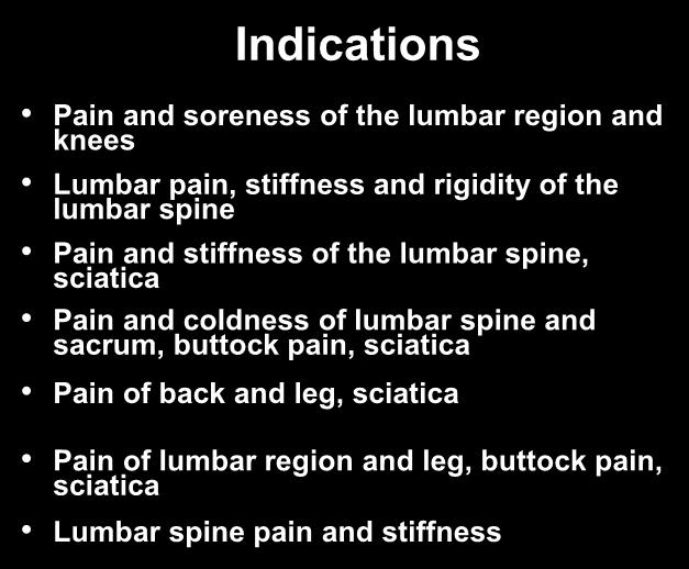 lumbar spine, sciatica Pain and coldness of lumbar spine and sacrum, buttock pain, sciatica Pain of back and leg,