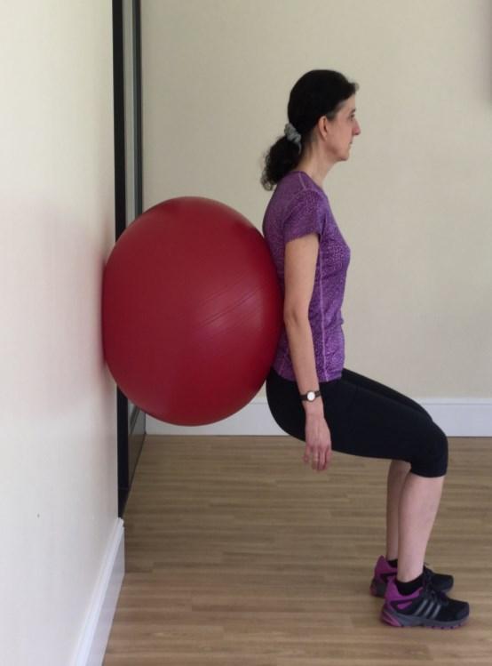 Squats Position your lower back/upper buttock area against the ball.