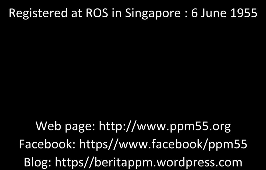 Registered at ROS in Singapore : 6