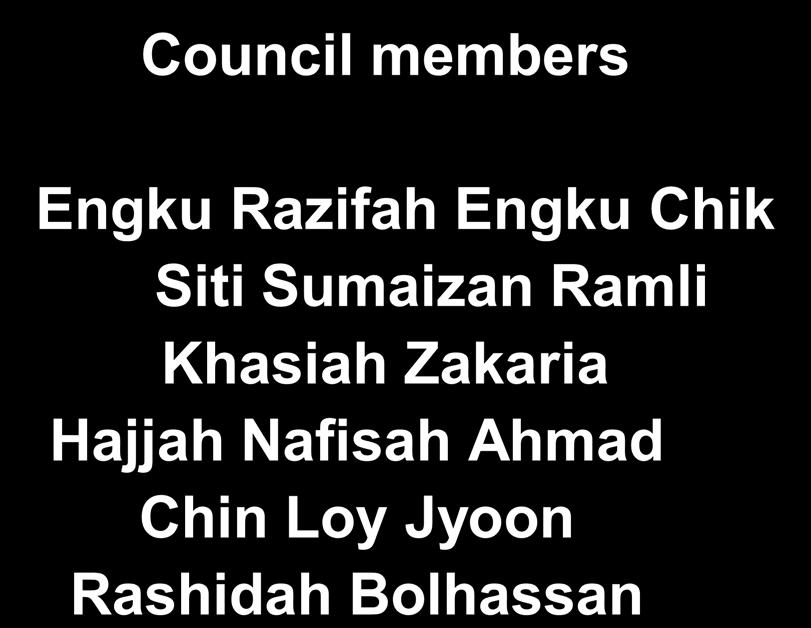 PPM Organizational Structure Council members Engku Razifah Engku Chik Siti
