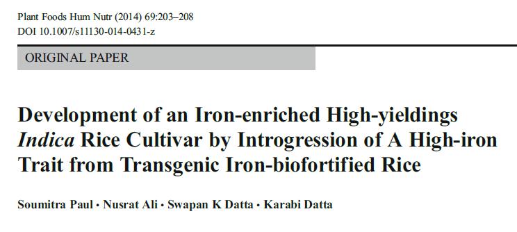 (Transgenic IR68144; developed by