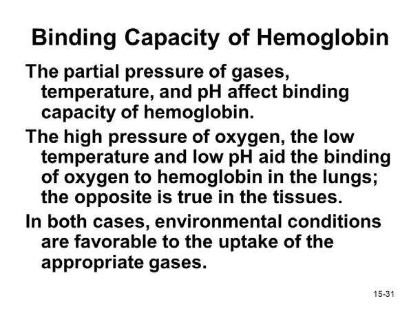 hemoglobin s O 2 binding capacity and
