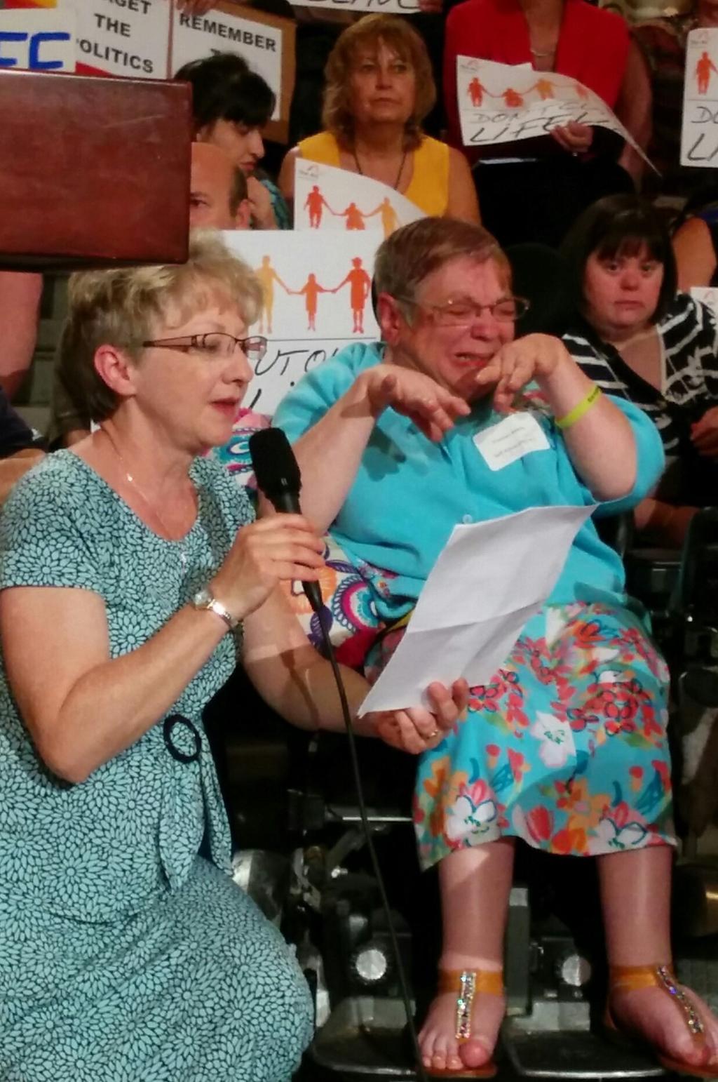 Self Advocacy in Action In June 2016 Frances Keeny spoke at a rally in Harrisburg. She told legislators and people at the rally about her life.