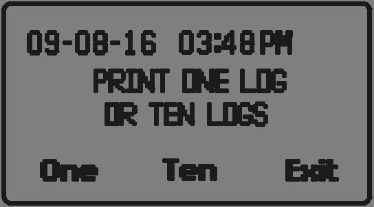 Pressing Up will move to the oldest test in the test result list. To print the data log(s), connect the printer to the RS232 printer connection port at the top of the meter and press PRT/EX.
