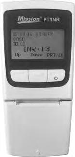 Mission PT/INR Meter Section 3 Getting Started AC Adapter Printer Connection Port USB Port Liquid Crystal Display (LCD) Code Chip Code Chip Slot Power Button Optics Cover Mission