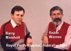 Barry Marshall and Robin Warren of Perth, Western Australia, discovered H. pylori in 1983.
