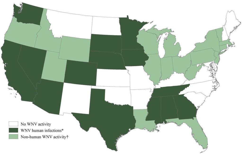 West Nile virus and other arboviral activity -- United States, 2013 Provisional data reported to ArboNET Tuesday, This update from the CDC Arboviral Diseases Branch includes provisional data reported
