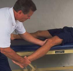 Anterior Cruciate Ligament Tests Drawer Test at 90 degrees: The athlete lies on a table with injured leg flexed.
