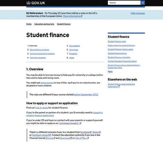 Student Finance Guide The Student Finance Guide has been the most popular landing page on our website between March 2015 and April 2016.