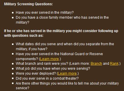 VA s Military Screening Questions http://www.