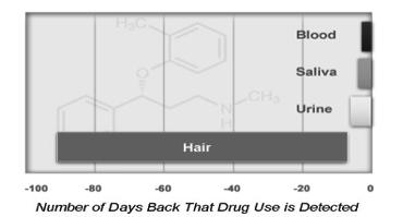 DRUG USERS Urinalysis generally detects drug use for the previous 2-3 days for most drugs.