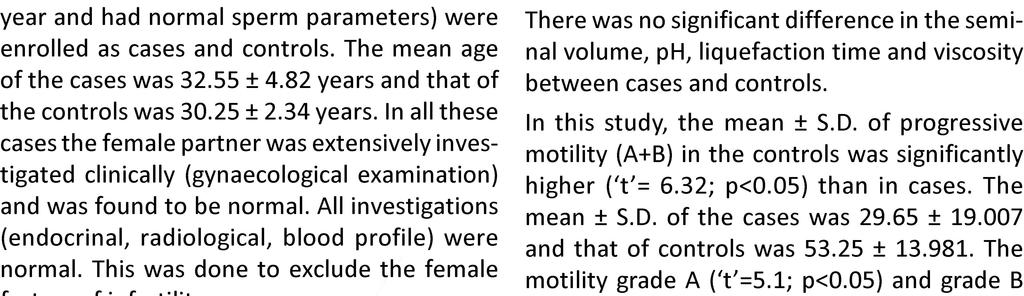 Dinesh Kumar. V, Swetasmita Mishra, Rima Dada. Yq MICRODELETIONS IN IDIOPATHIC MALE INFERTILITY. year and had normal sperm parameters) were enrolled as cases and controls.