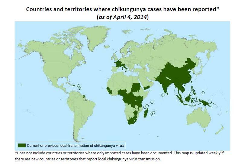 World Distribution of Chikungunya Past outbreaks have occurred in
