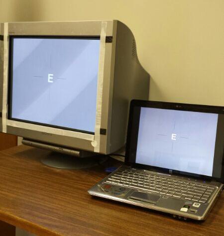 Figure 17. Cone Contrast test. The monitor on the left was the test display. The laptop on the right controlled the test.