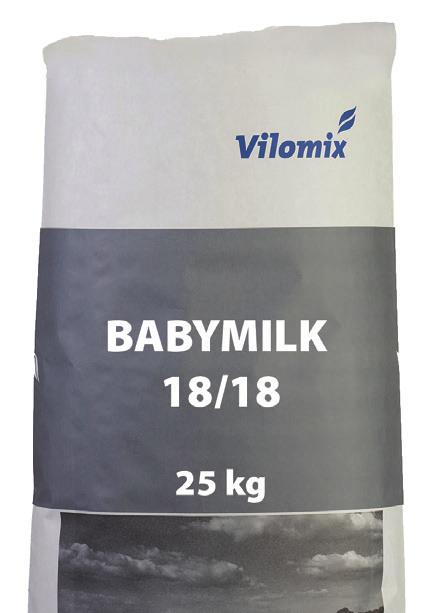 ELITEMILK PIGI 25 KG for piglets in the farrow barn With 30 % skimmed milk Based on lactic protein and vegetable oil Contains all substances needed by the piglet Can be mixed for one day at a time