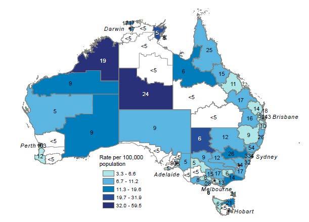 Invasive pneumococcal disease in Australia Rates of IPD reported in 2008, varied across states