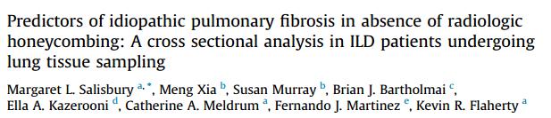 Age >= 60 Reticular abnormality > 1/3 total lung Probability of IPF >80%