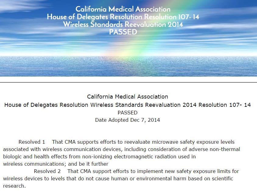 California Medical Association seeks New Standards for Microwaves Reevaluate microwave