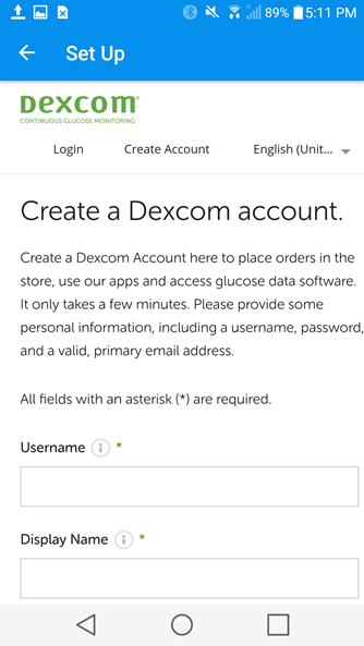 SYNC A DIABETES DEVICE CREATE A NEW DEXCOM ACCOUNT Navigate to the Sync Menu by tapping on the home.