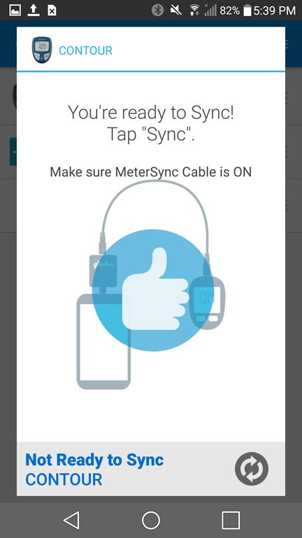 Please refer to the MeterSync Blue section for assistance with your MeterSync Blue device. Navigate to the Sync Menu by tapping on the home screen.