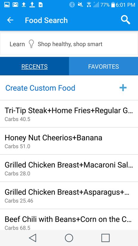 ADD EVENTS After selecting the food item you want to add, adjust the food entry on the Food Details Menu: Tag as a Favorite Food: Tap the Star next to the food name to mark it as a favorite food.