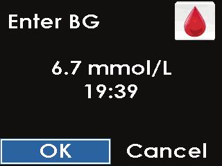 HELPFUL HINT: Enter BG will be the second main menu option when you are in the middle of a sensor session. a. When the receiver does not have a recent sensor glucose reading the default is 6.7 mmol/l.