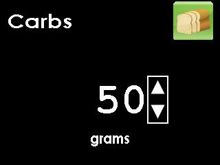 7.1.3 CARBOHYDRATES The carbs event lets you enter the amount of carbohydrates you have consumed, up to 250 grams. 1.